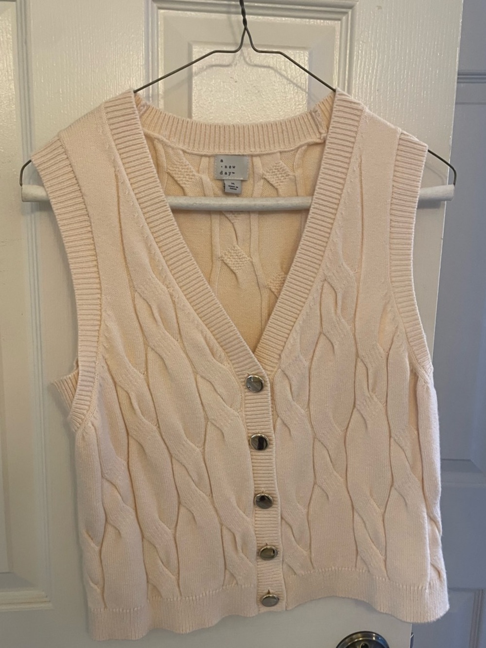 A new day beige sleeveless cardigan , size M